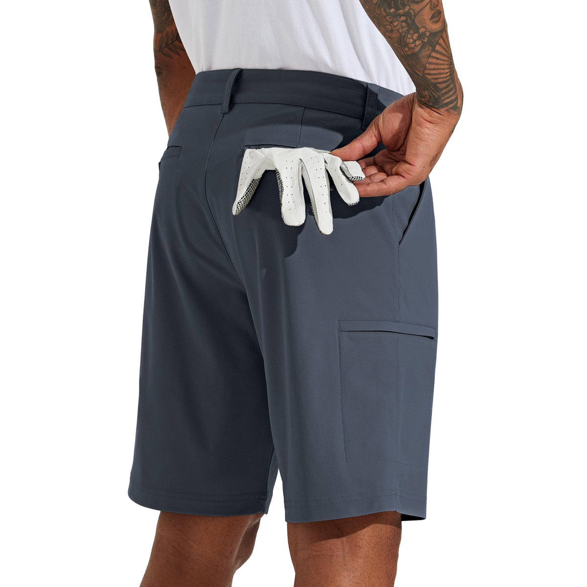 Willit Men's Golf Shorts Stretch Hiking Cargo Shorts Athletic Quick Dry Casual Work Shorts with Pockets 10" - Dusty Blue - 38