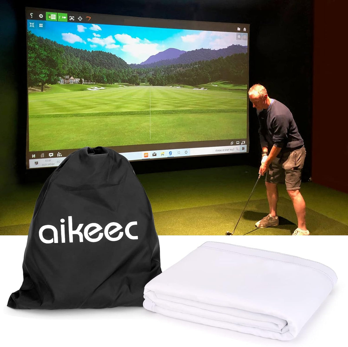 aikeec Golf Simulator Impact Screen: 7mm Thickened Golf Impact Screen for Indoor/Home/Garage Training - 10 ft x 8.5 ft -