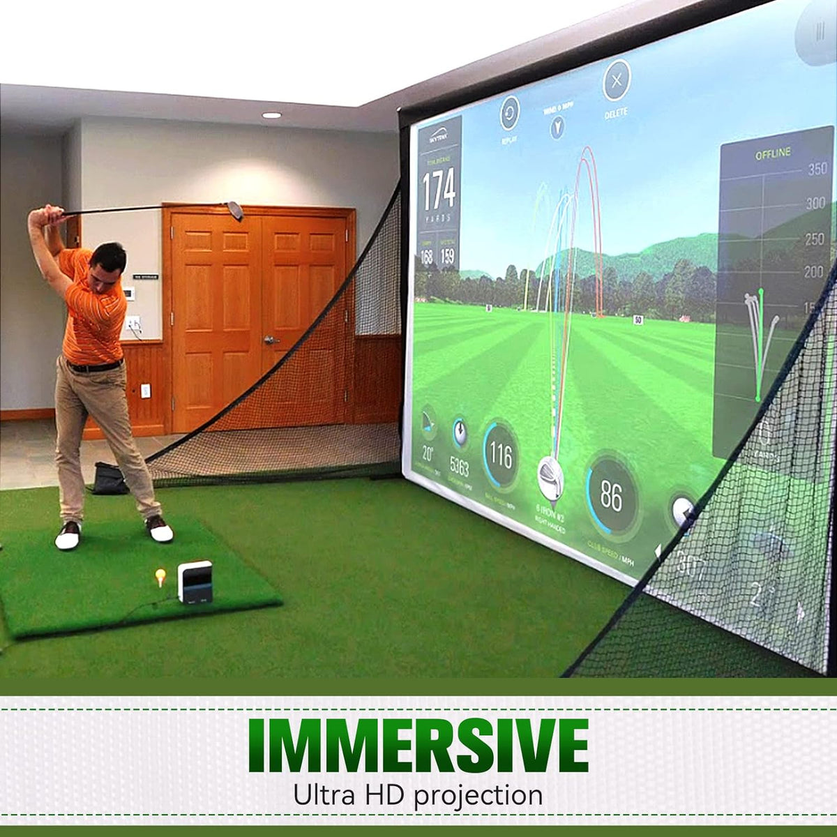 aikeec Golf Simulator Impact Screen: 7mm Thickened Golf Impact Screen for Indoor/Home/Garage Training - 10 ft x 8.5 ft -