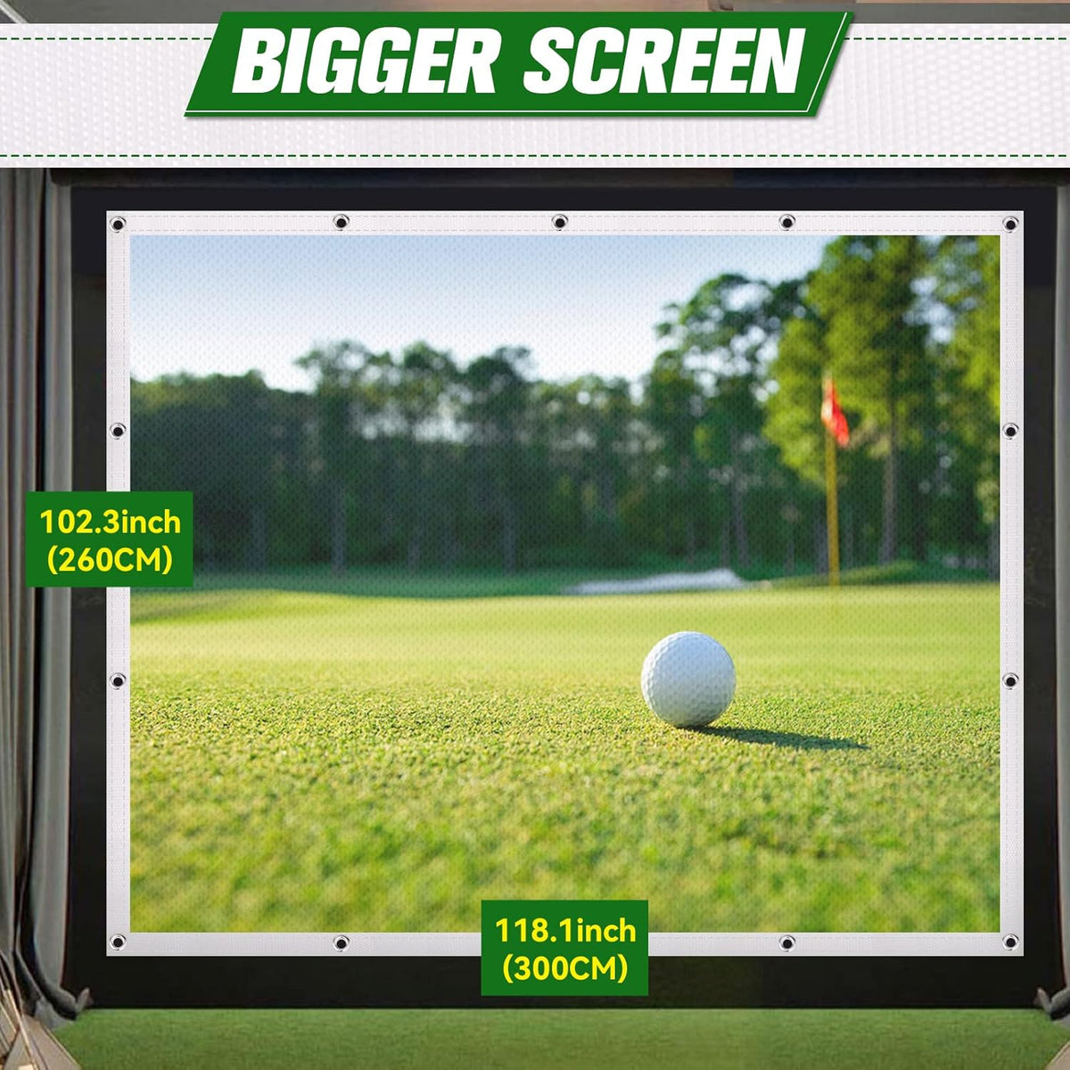 aikeec Golf Simulator Impact Screen: 7mm Thickened Golf Impact Screen for Indoor/Home/Garage Training - 10 ft x 8.5 ft -