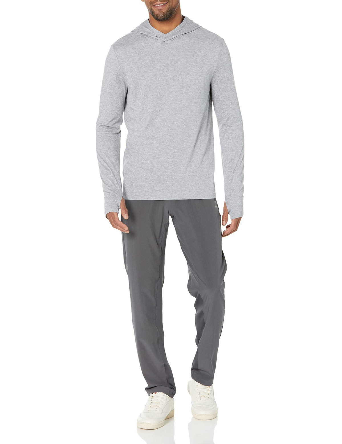 Amazon Essentials Men's Active Quick Dry Tech Stretch Long - Sleeve Hooded Pullover T-Shirt - Amazon