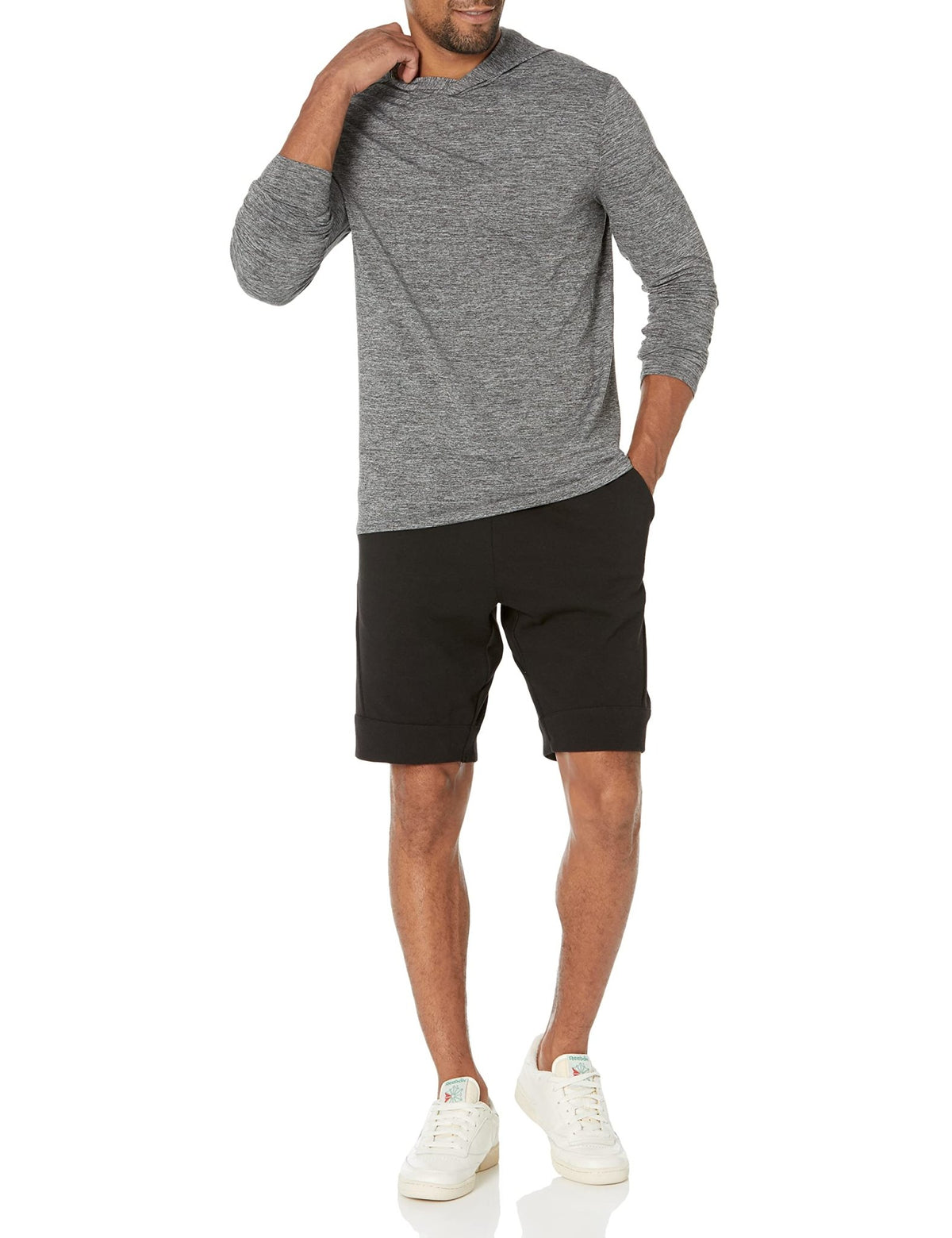Amazon Essentials Men's Active Quick Dry Tech Stretch Long - Sleeve Hooded Pullover T-Shirt - Amazon