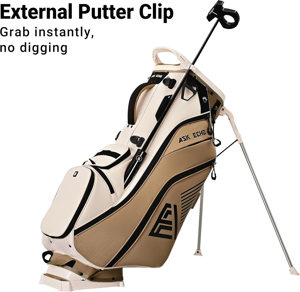 ASK ECHO Golf ST - 14 Hybrid Stand Bag with 14 Way Full Length Dividers & Quick Putter Clip - Ask Echo