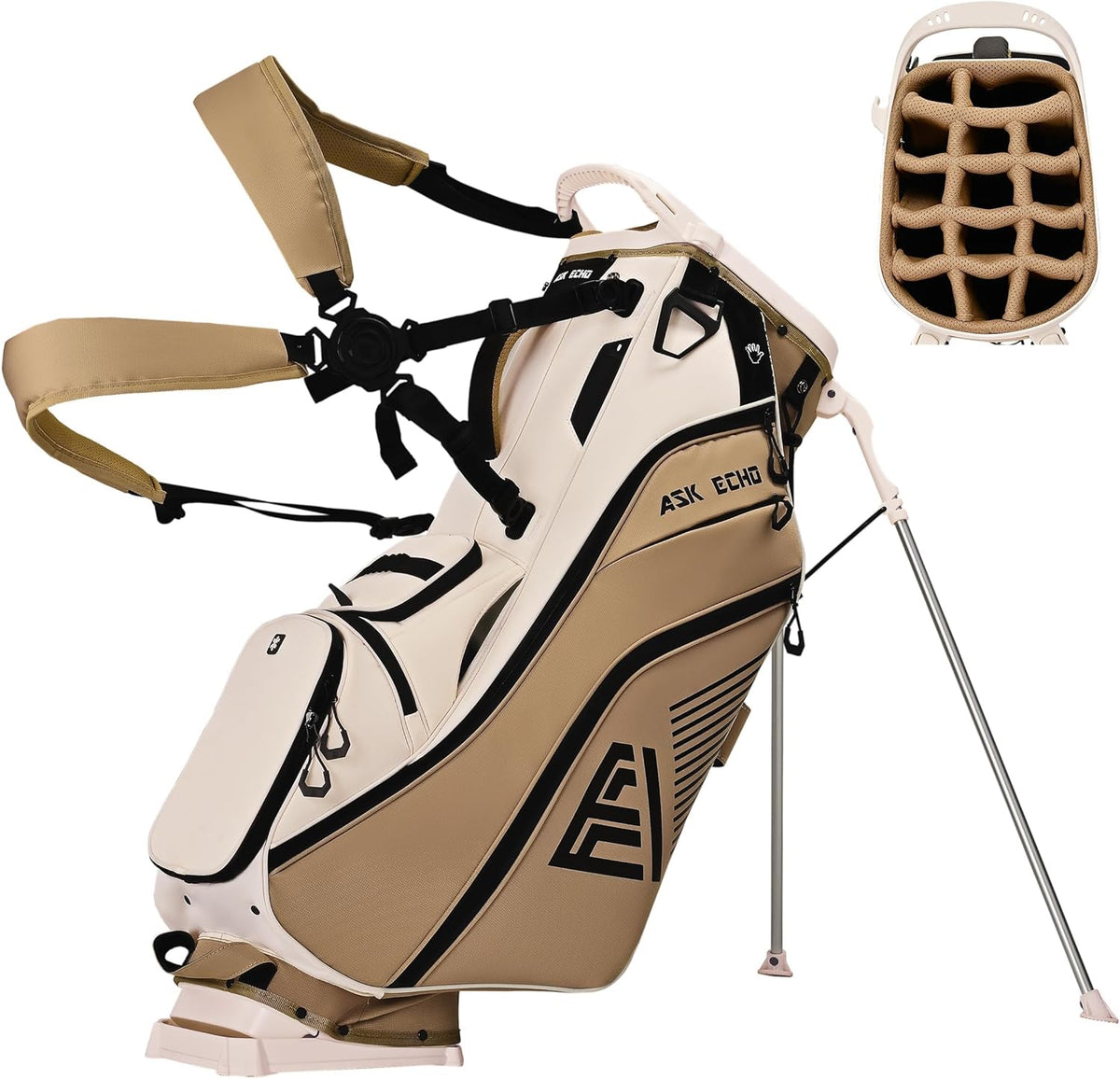 ASK ECHO Golf ST - 14 Hybrid Stand Bag with 14 Way Full Length Dividers & Quick Putter Clip - Ask Echo