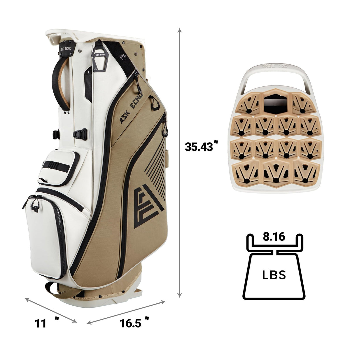 ASK ECHO ST - Lock Mecha 14 Way Dividers Quiet Hybrid Stand Bag for Men & Women - Ask Echo