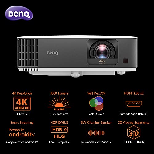 BenQ TK700STi 4K HDR Gaming Projector 4K 60Hz 1080p 240Hz 4.16ms Low Latency I 2D Keystone eARC Golf Simulation - White -