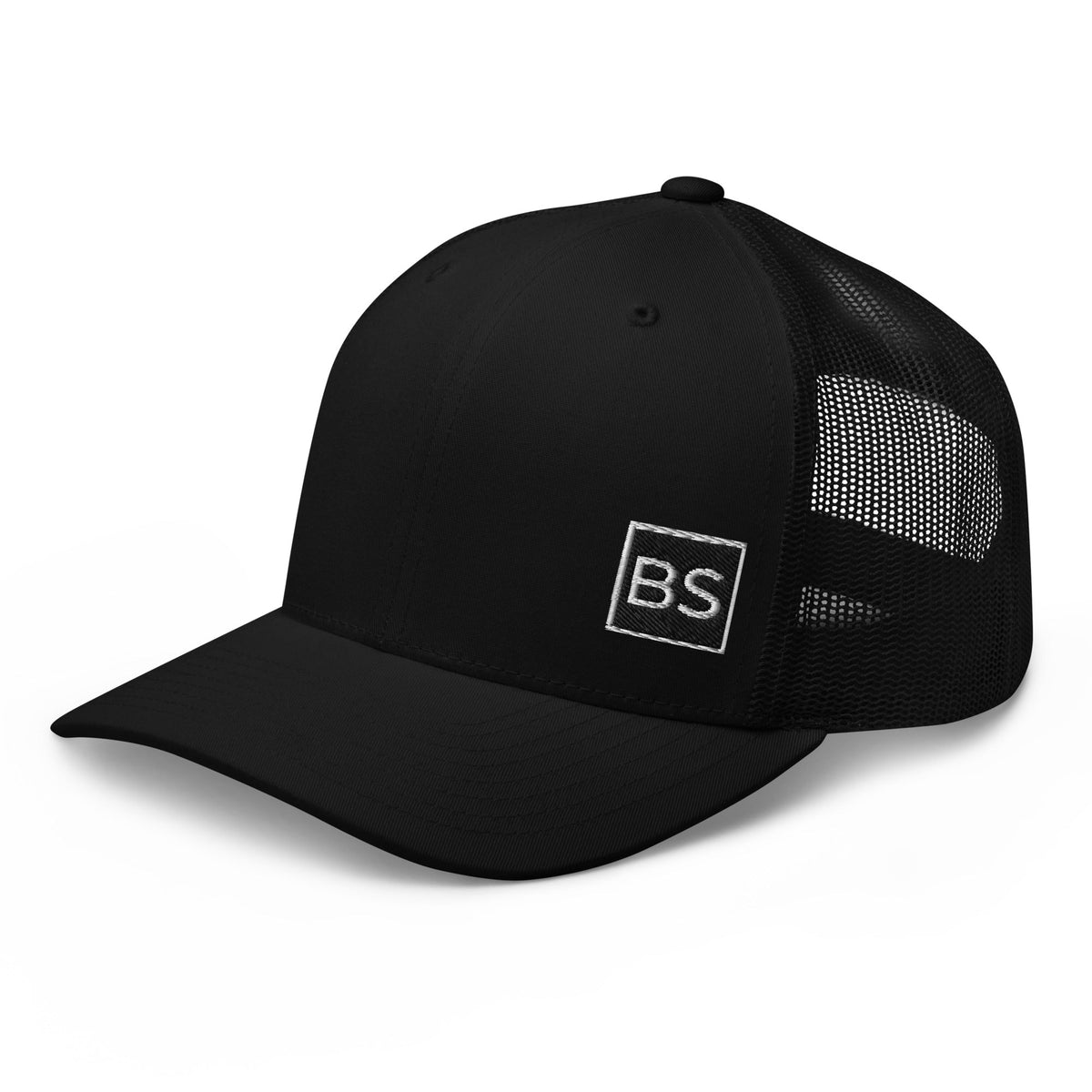 Black Square Golf Trucker Style Cap - Black -
