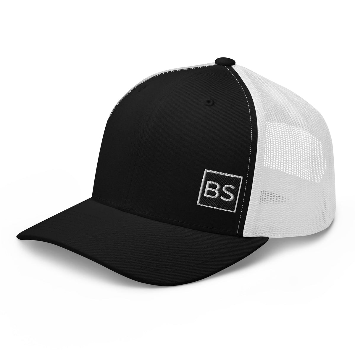 Black Square Golf Trucker Style Cap - Black/ White -