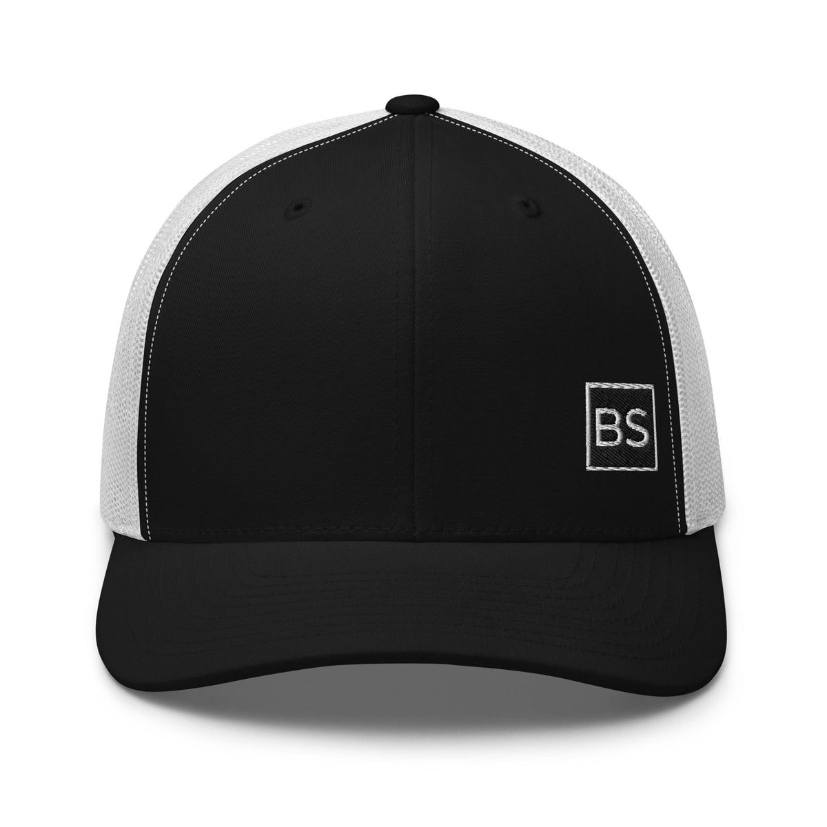 Black Square Golf Trucker Style Cap - Black/ White -