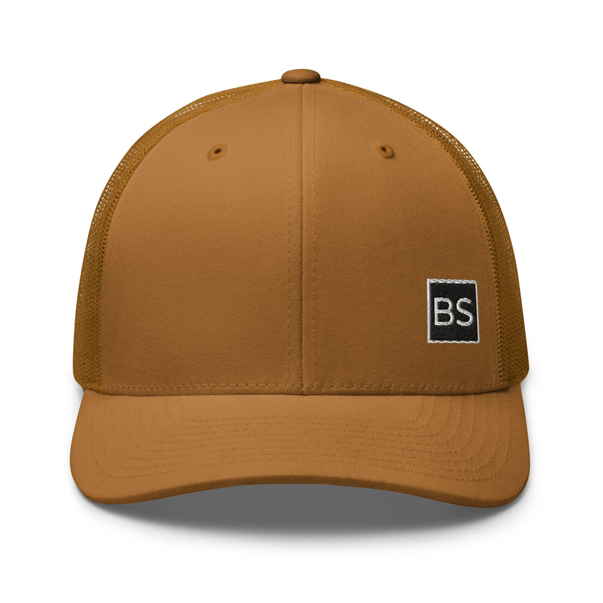 Black Square Golf Trucker Style Cap - Caramel -