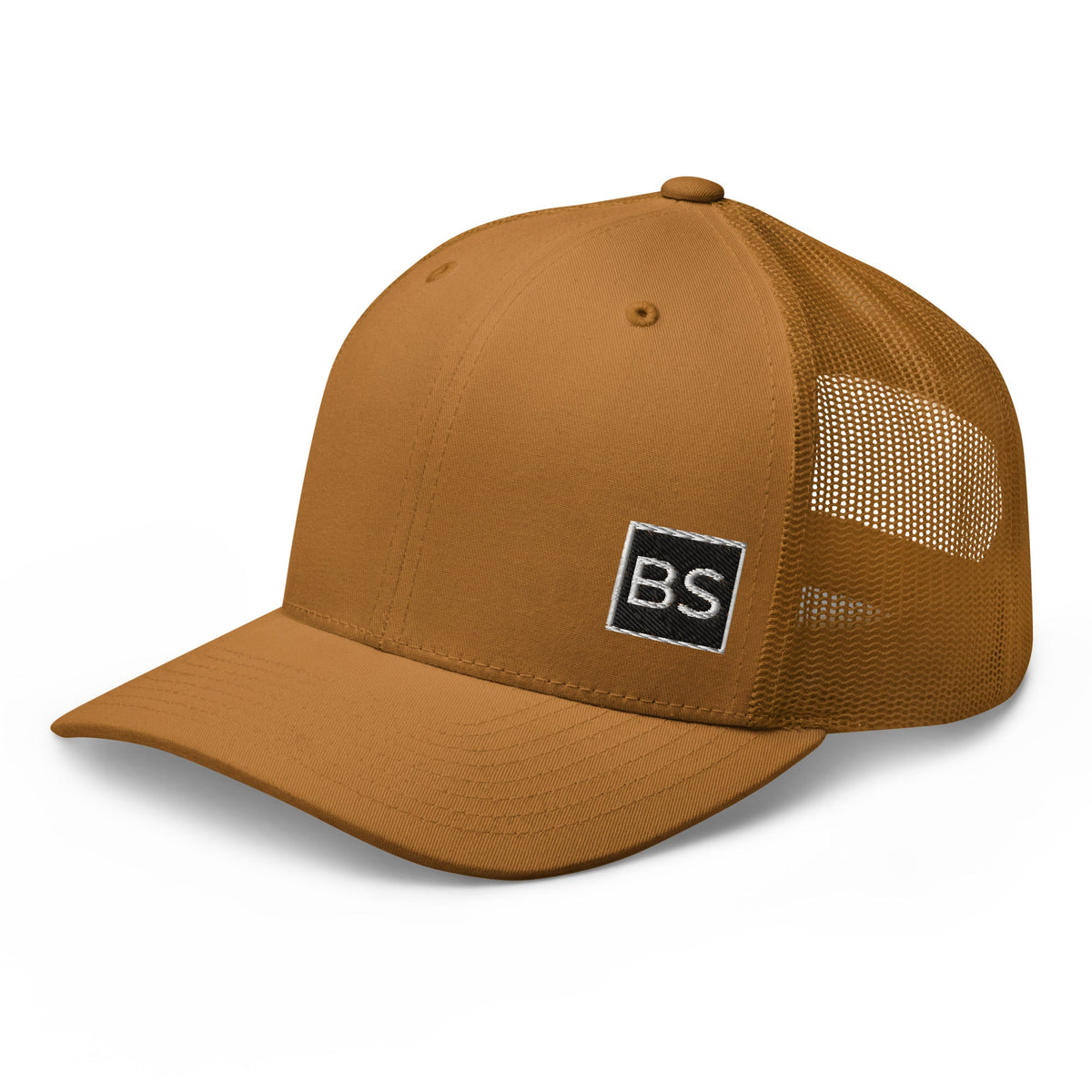 Black Square Golf Trucker Style Cap - Caramel -
