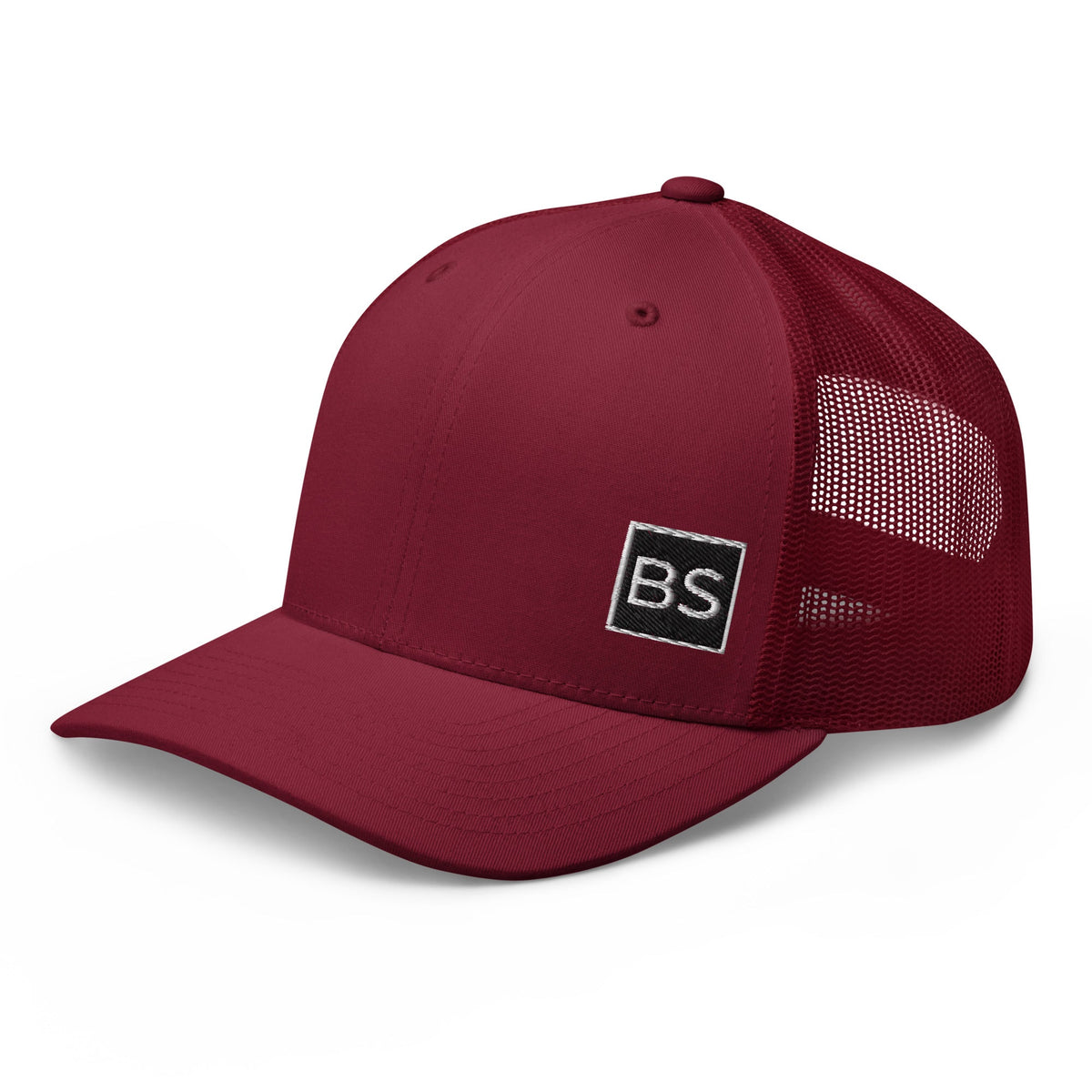 Black Square Golf Trucker Style Cap - Cranberry -