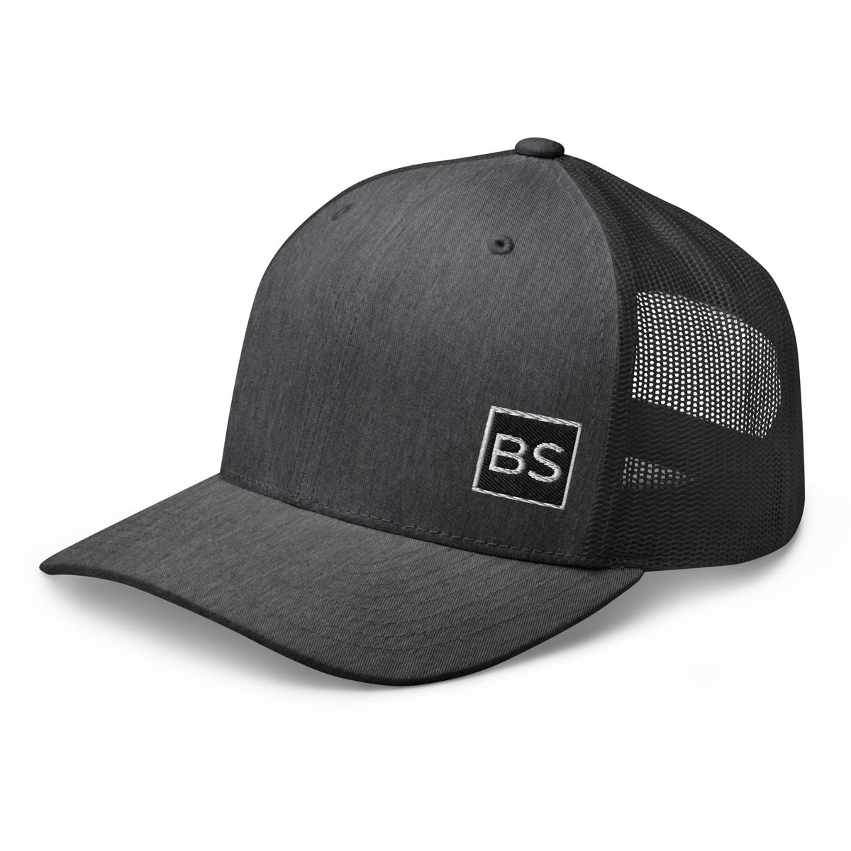 Black Square Golf Trucker Style Cap - Dark Heather Gray -