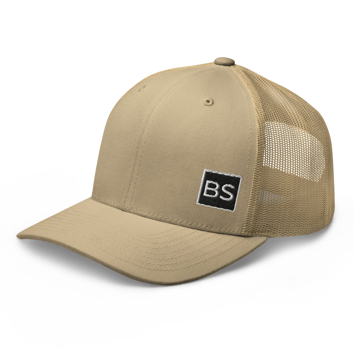 Black Square Golf Trucker Style Cap - Khaki -