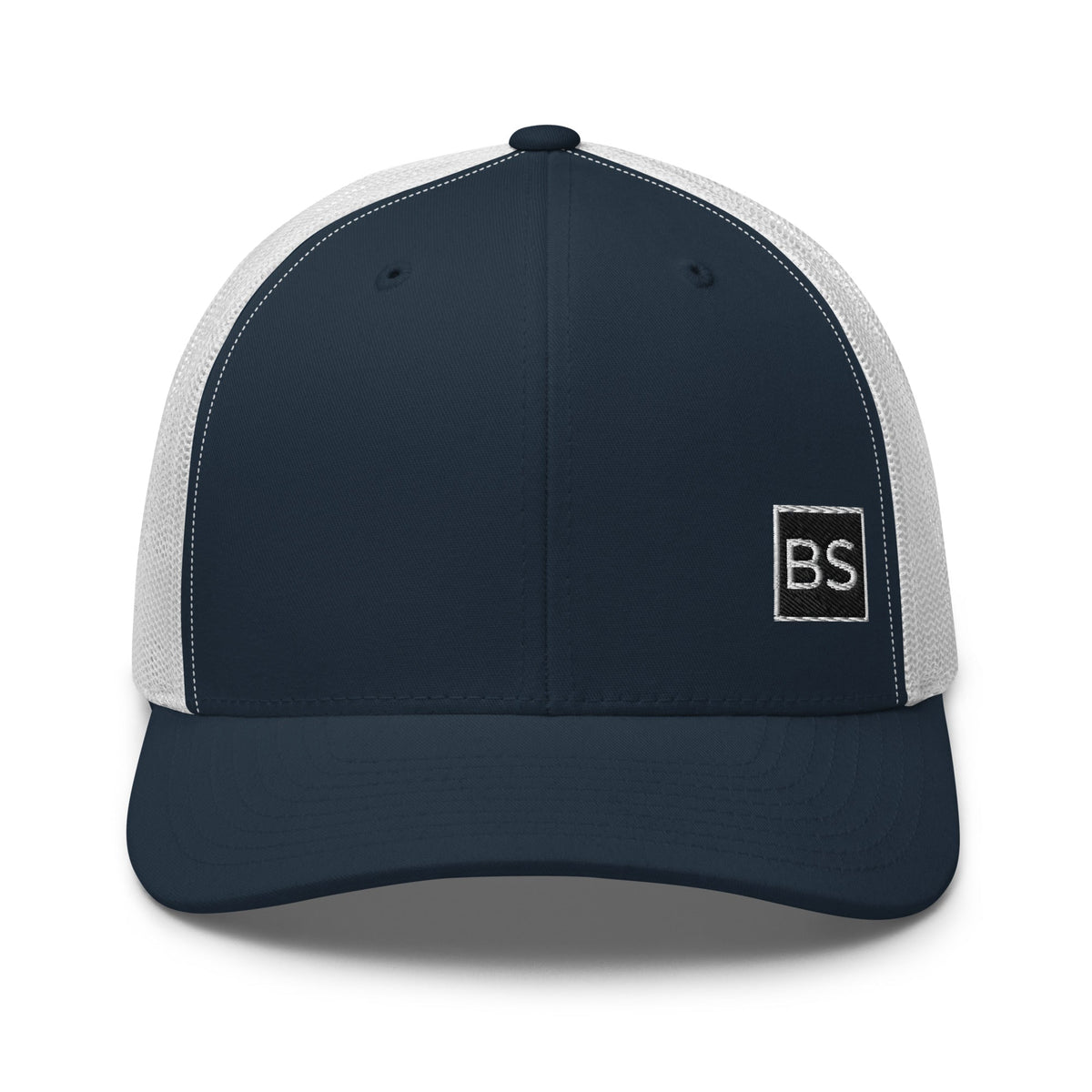 Black Square Golf Trucker Style Cap - Navy/ White -