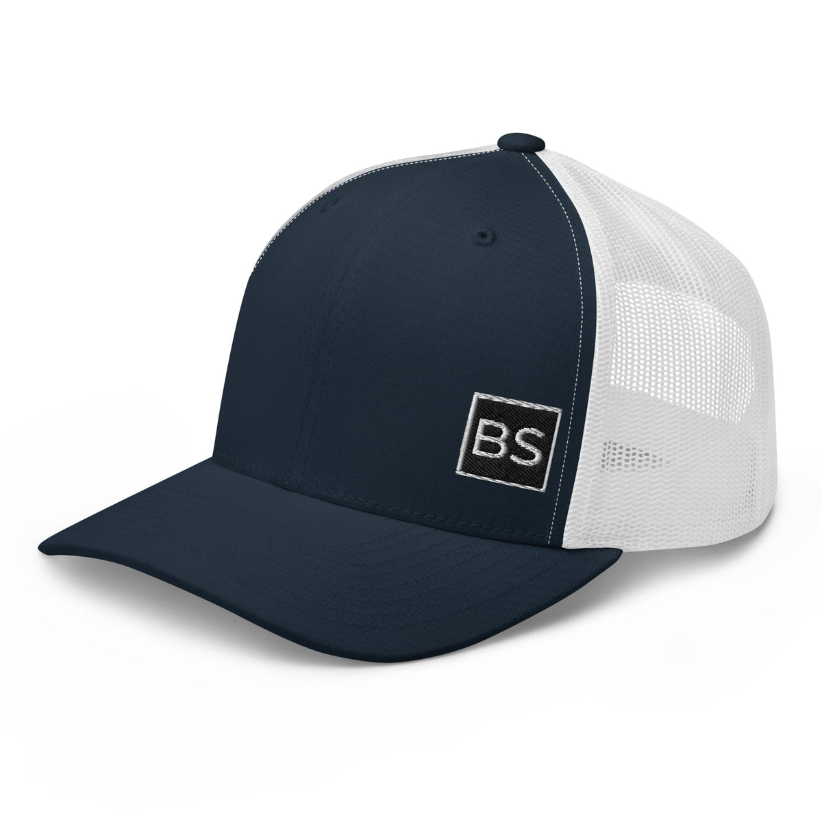 Black Square Golf Trucker Style Cap - Navy/ White -