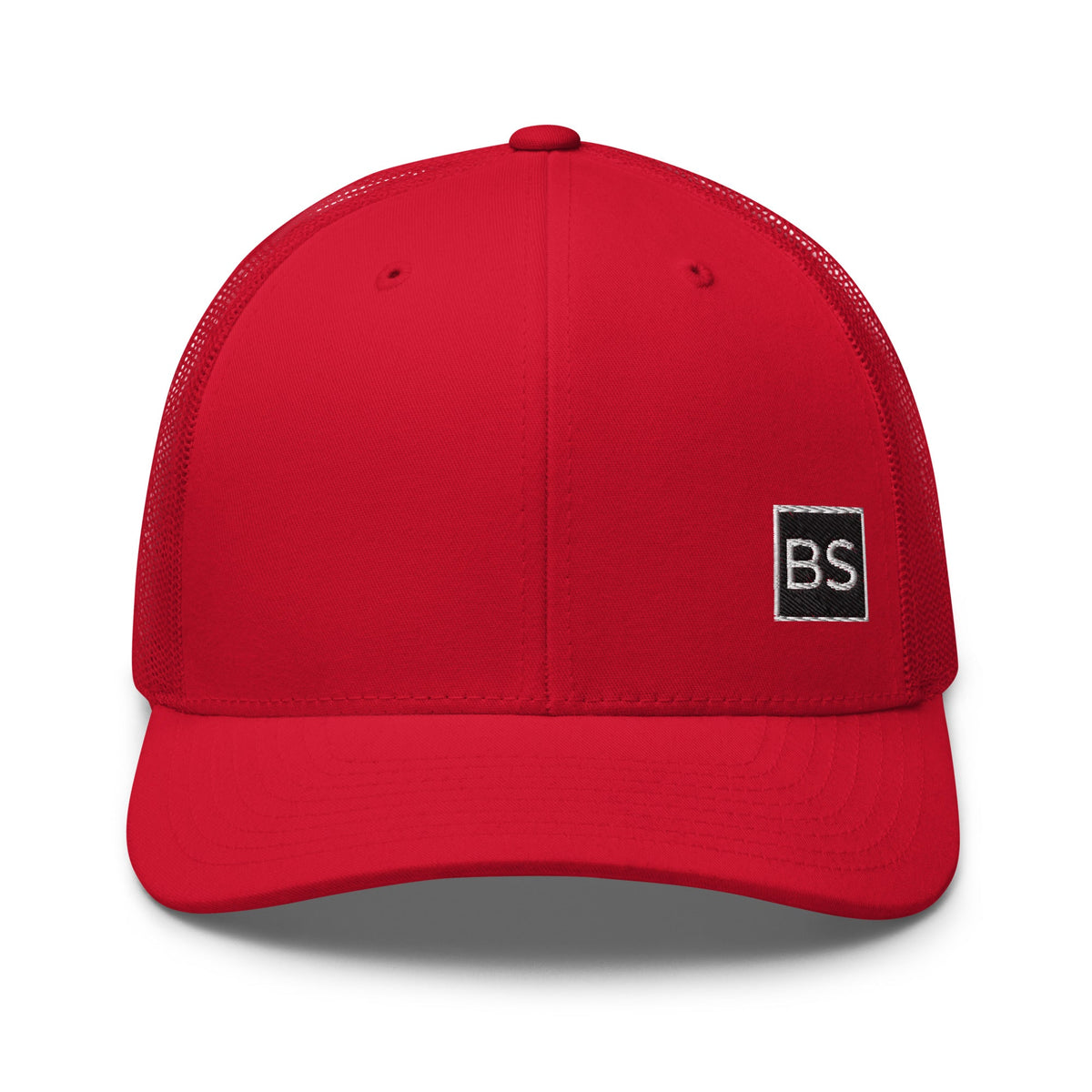 Black Square Golf Trucker Style Cap - Red -