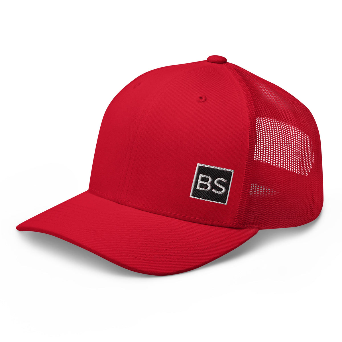 Black Square Golf Trucker Style Cap - Red -