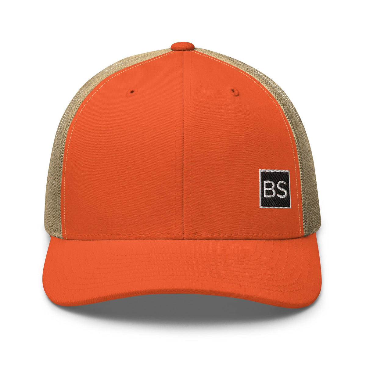 Black Square Golf Trucker Style Cap - Rustic Orange/ Khaki -