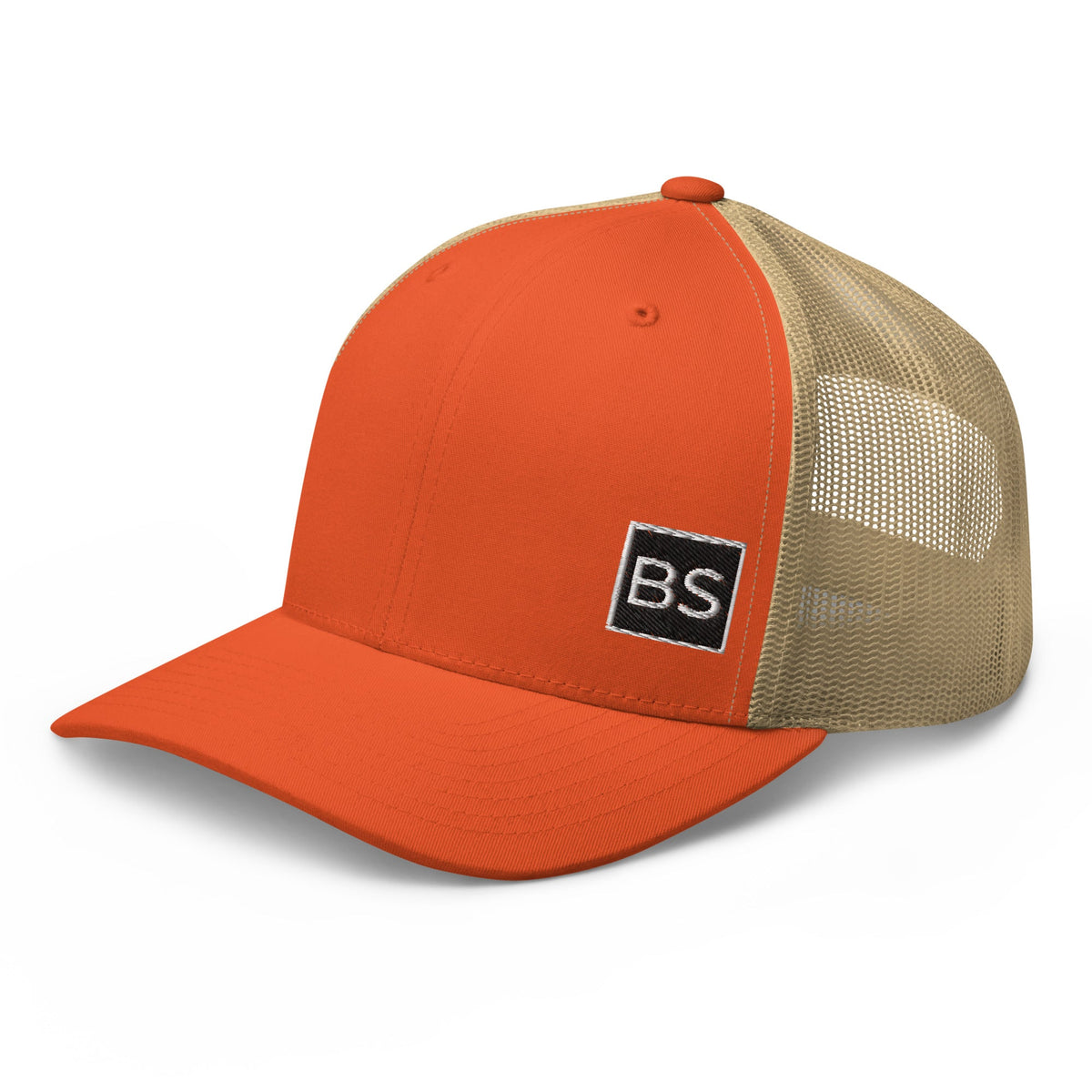 Black Square Golf Trucker Style Cap - Rustic Orange/ Khaki -