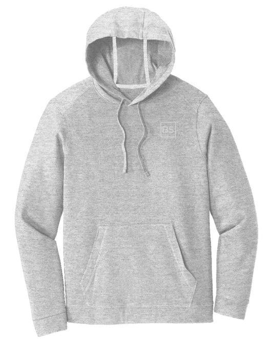 Black Square Triblend Fleece Hooded Pullover - Light Grey Heather - xs