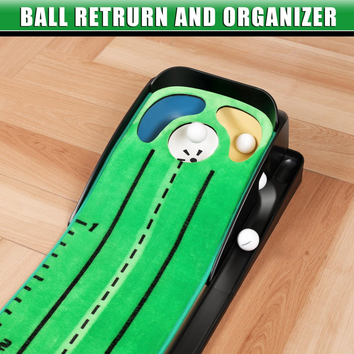 CHAMPKEY Professional Hazard Golf Putting Green Come with Golf Putting Gates and Putting Mirror - Progressive Slope Tech and Noise Reduction Tech Golf Putting Mat - Wooden Version -