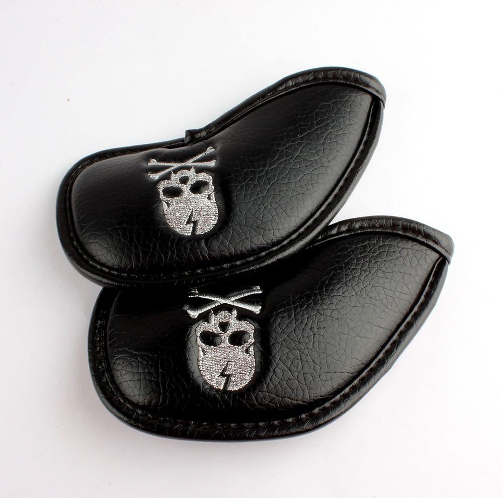 Craftsman Golf 10pcs Black Skull Thick Pu Synthetic Leather Golf Iron Head Covers Set -