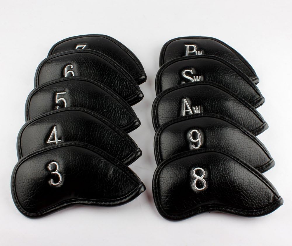 Craftsman Golf 10pcs Black Skull Thick Pu Synthetic Leather Golf Iron Head Covers Set -