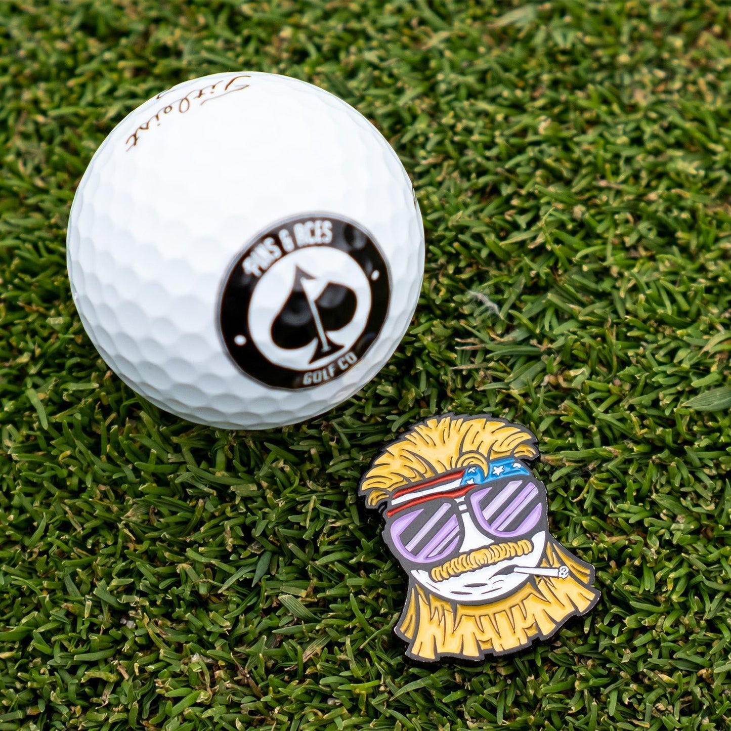 Dale the Degenerate Ball Marker - Pins and Aces