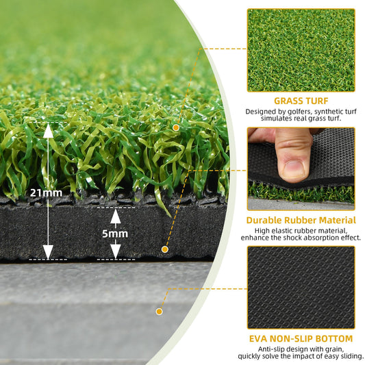 DWVO Golf Hitting Mat, 5×4ft/5×5ft Golf Mats - 5×4FT - 21MM - Standard -