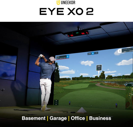 Eye XO2 Golf Launch Monitor – 3 - Camera Indoor Golf Simulator with 24 Data Points and Trouble Mat Compatibility -