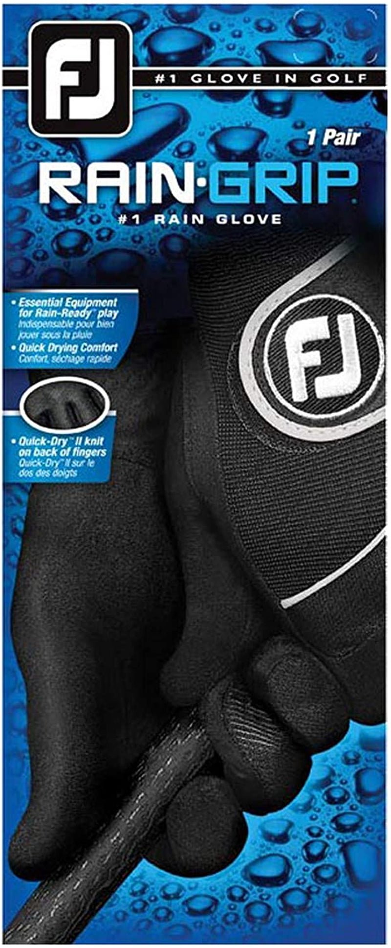 Footjoy Men's Raingrip Golf Gloves, Pair - Black - Pair