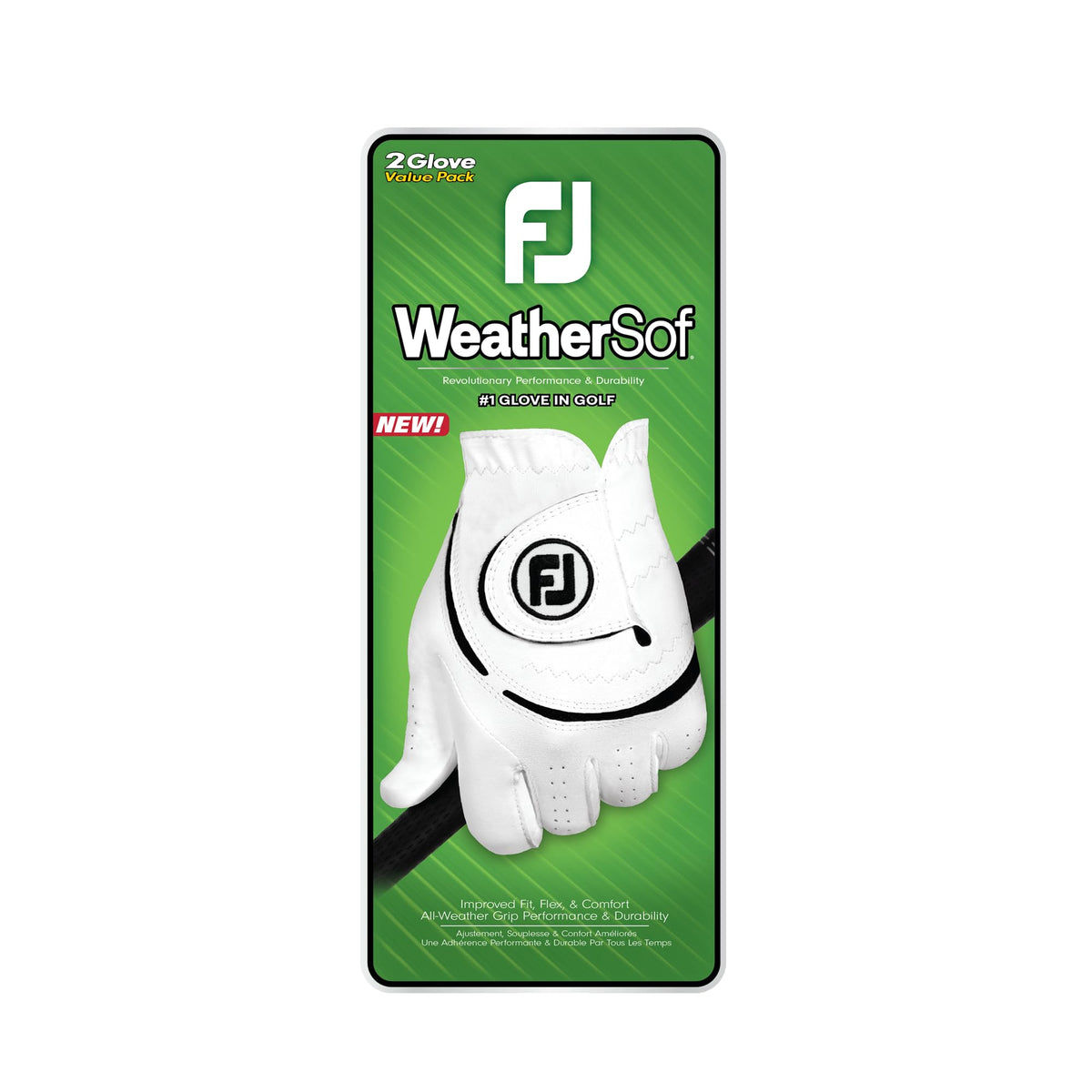 FootJoy Men's WeatherSof 2 - Pack Golf Glove - Large - White
