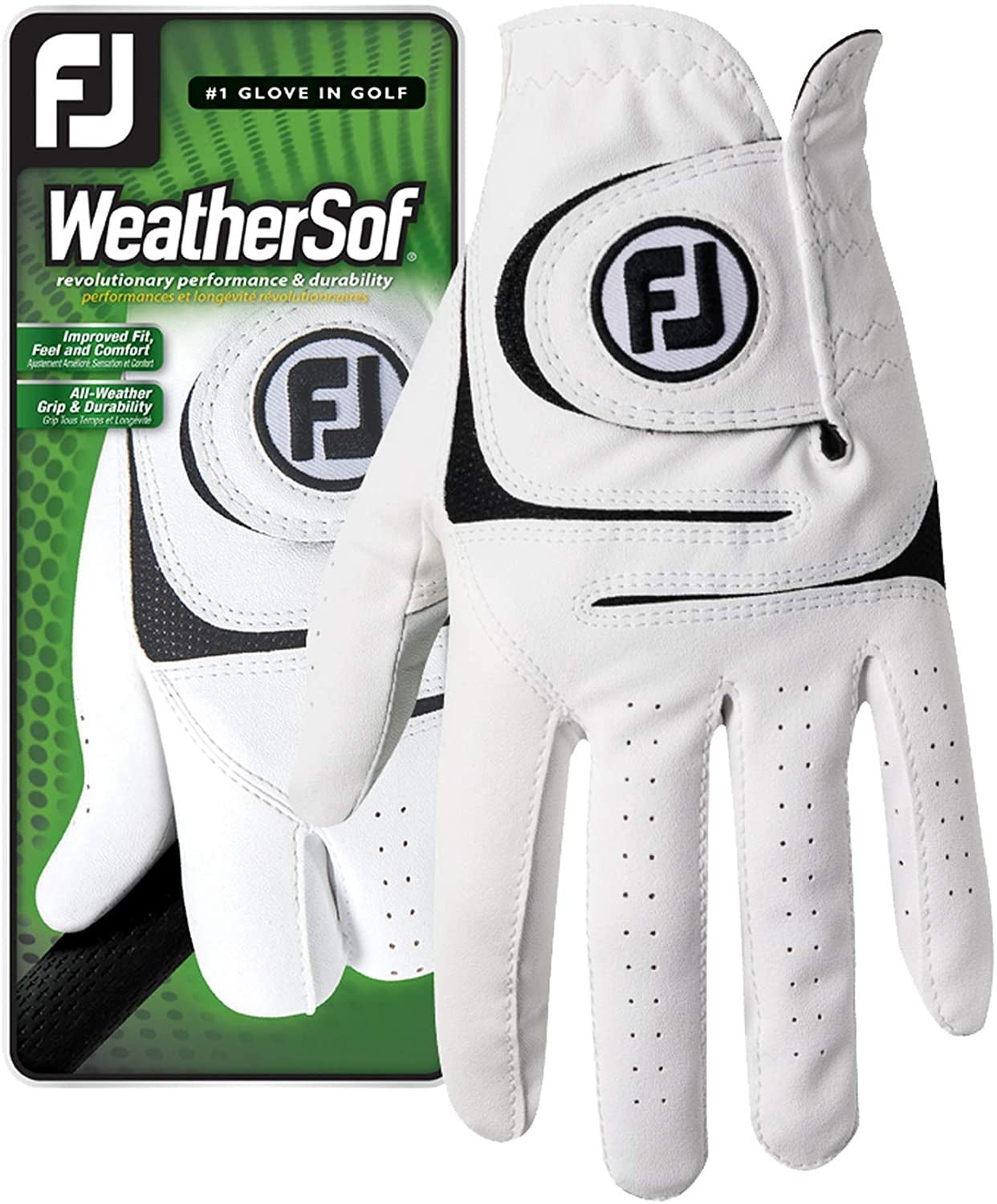 Footjoy Men's WeatherSof Black Golf Glove - White - Left
