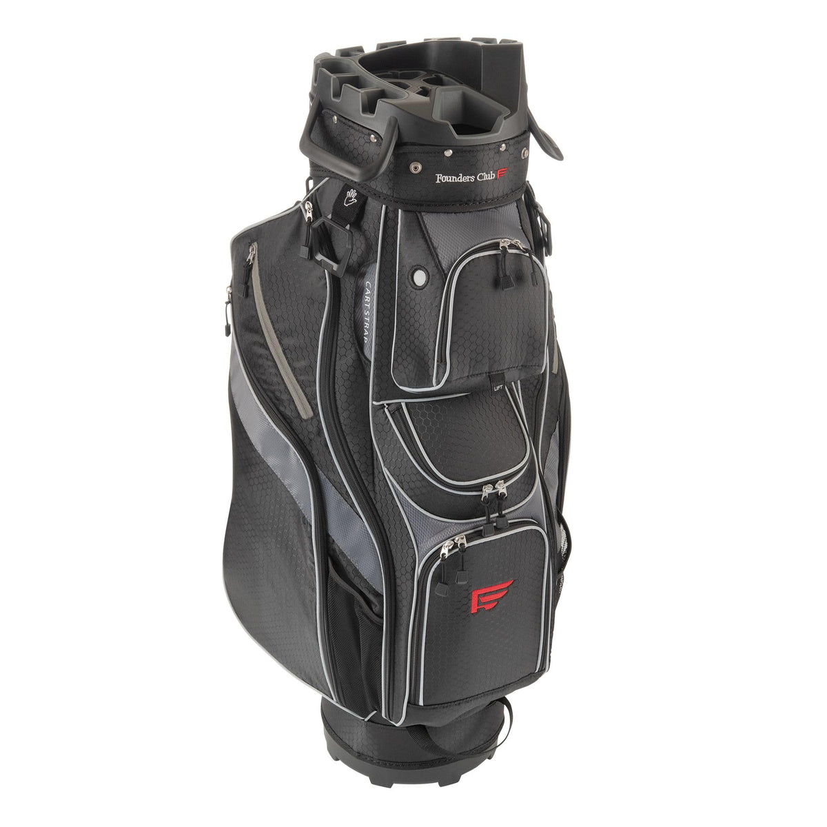 Founders Club 4th Generation Club Lock Organizer Golf Cart Bag for Men with 14 Way Anti Rattle Divider Top - Free Snap On Rain Hood - Full Length Dividers - Gray -