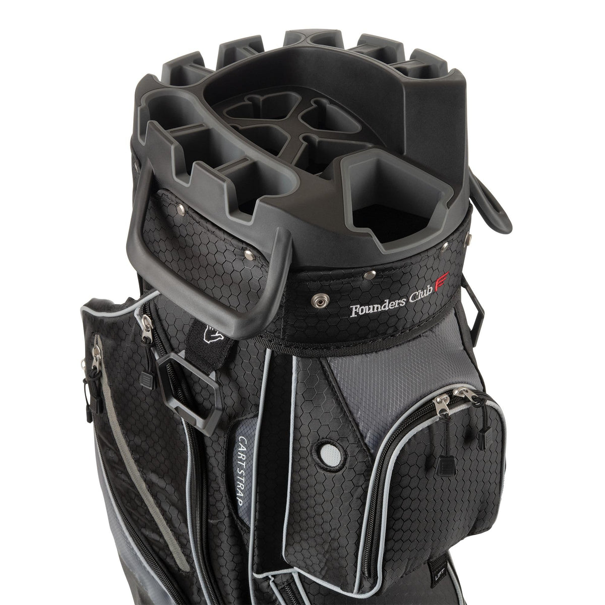 Founders Club 4th Generation Club Lock Organizer Golf Cart Bag for Men with 14 Way Anti Rattle Divider Top - Free Snap On Rain Hood - Full Length Dividers - Stone -