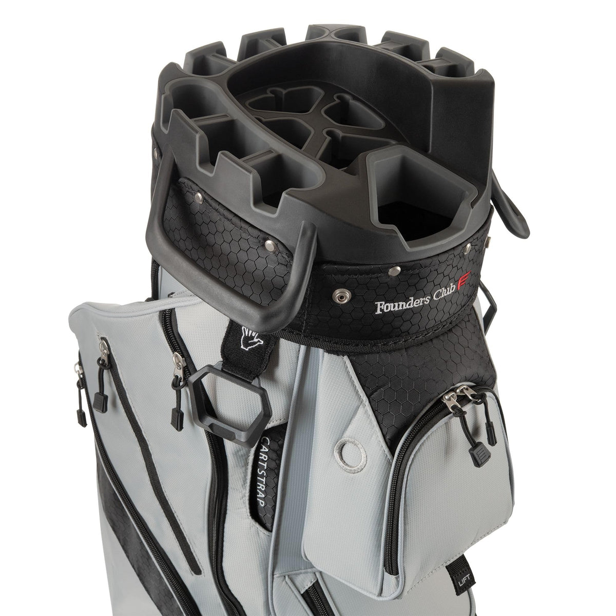Founders Club 4th Generation Club Lock Organizer Golf Cart Bag for Men with 14 Way Anti Rattle Divider Top - Free Snap On Rain Hood - Full Length Dividers - Stone -