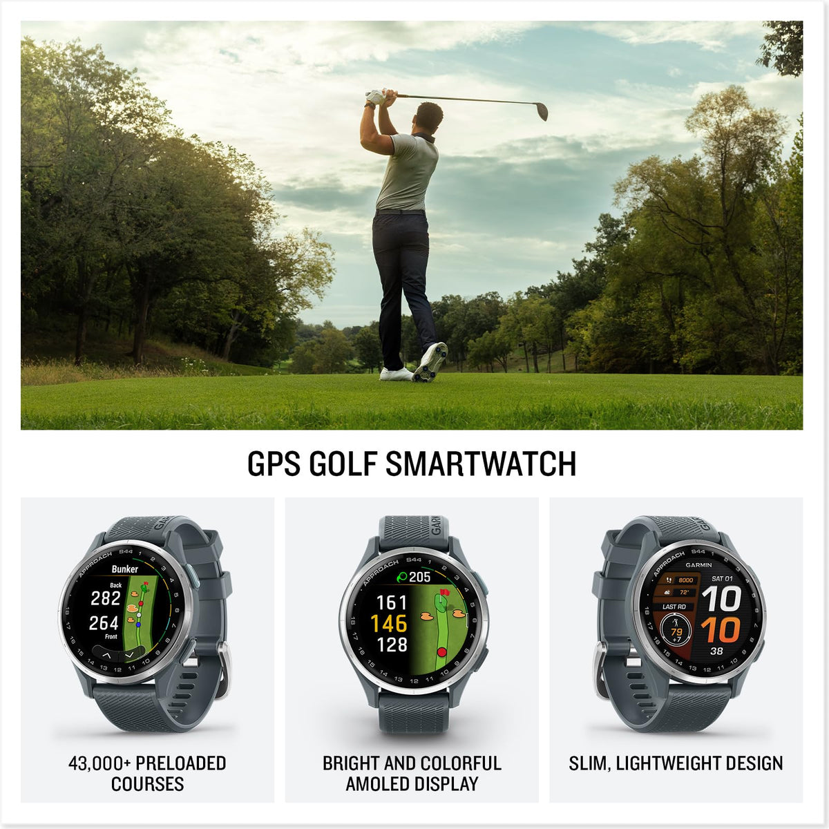 Garmin Approach® S50, Advanced Golf GPS Smartwatch, AMOLED Display - Garmin