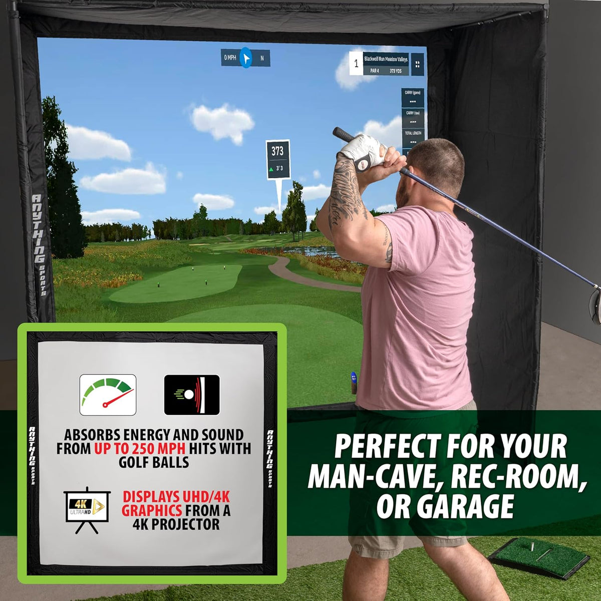 Golf Simulator Cage with Impact Netting and All Poles - 11 x 8'4 x 5 -