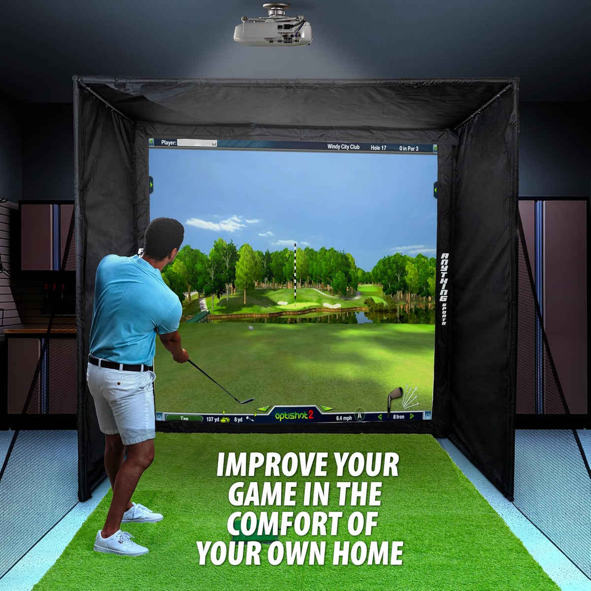 Golf Simulator Cage with Impact Netting and All Poles - 11 x 8'4 x 5 -