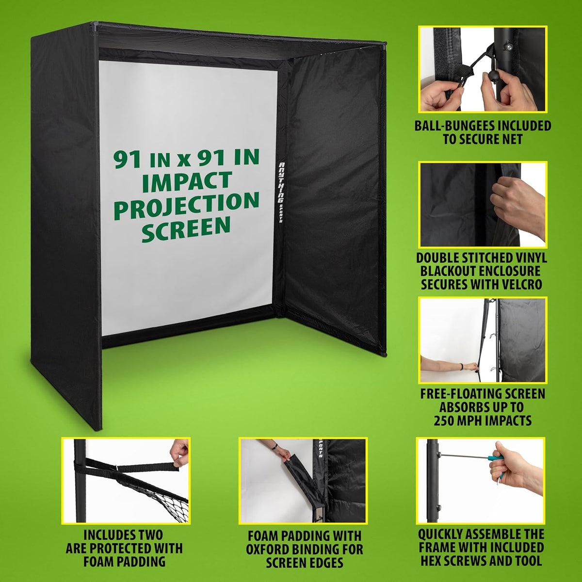 Golf Simulator Cage with Impact Netting and All Poles - 11 x 8'4 x 5 -