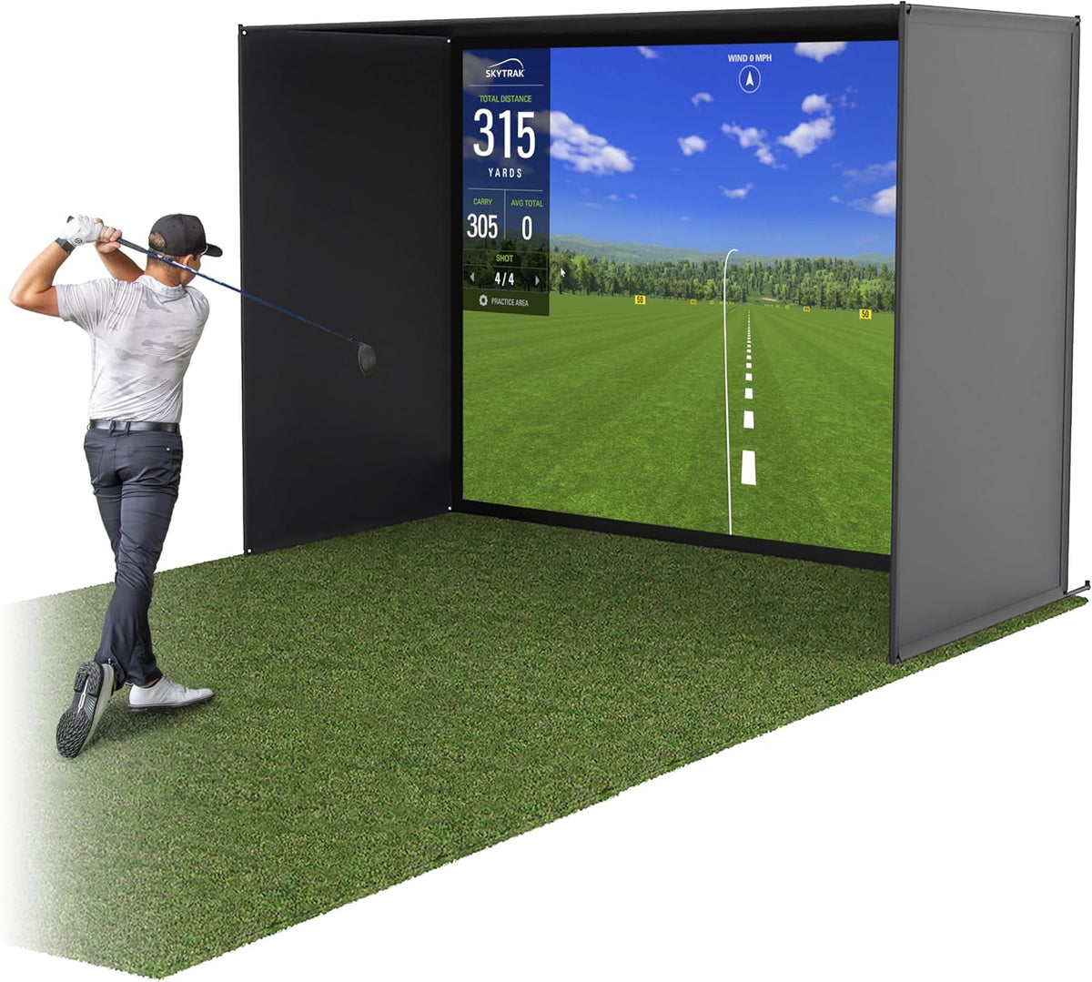 GoSports Golf Simulator Enclosure - Complete Set with Frame and HD Impact Screen Kit - 10 x 8 ft -