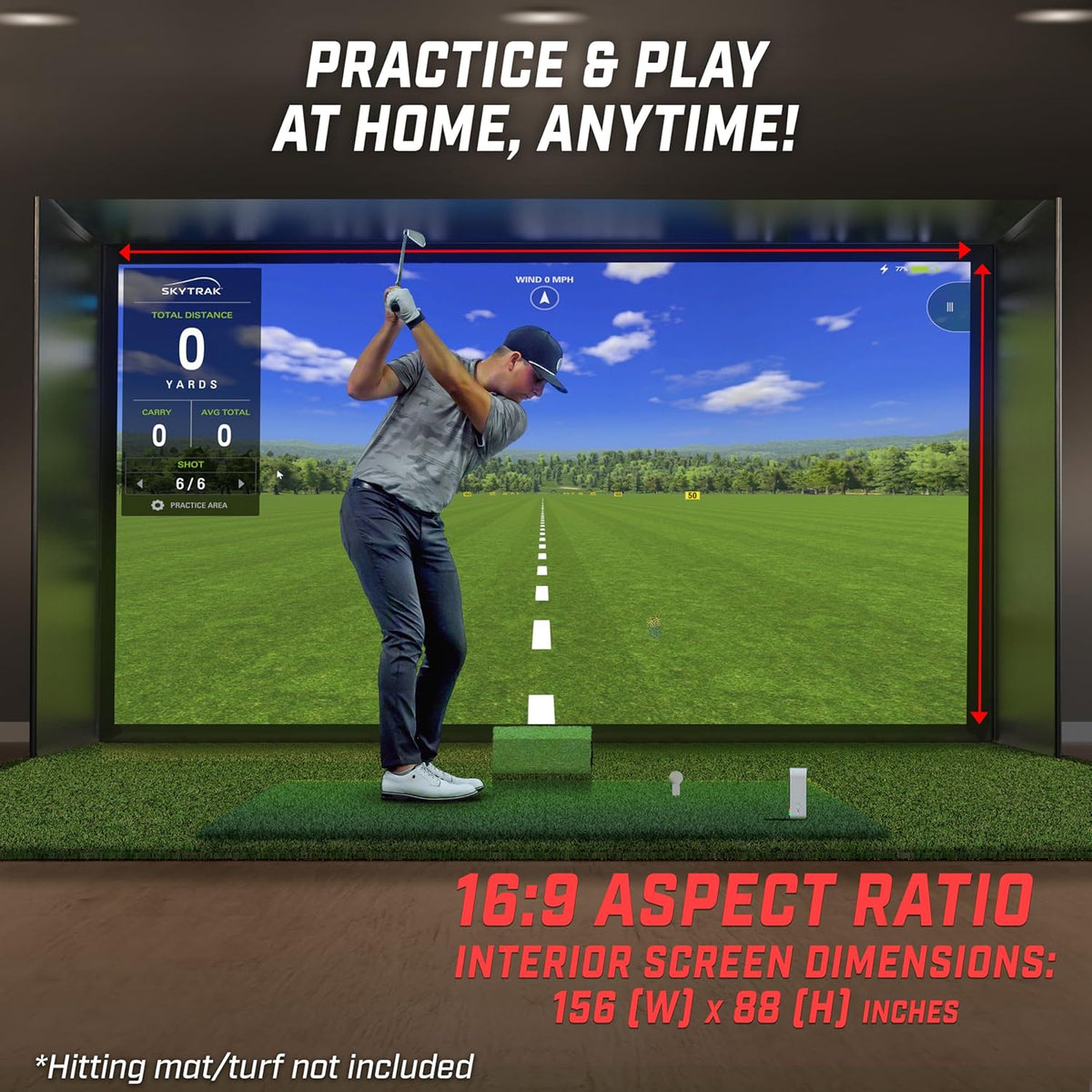 GoSports Golf Simulator Enclosure - Complete Set with Frame and HD Impact Screen Kit - 10 x 8 ft -