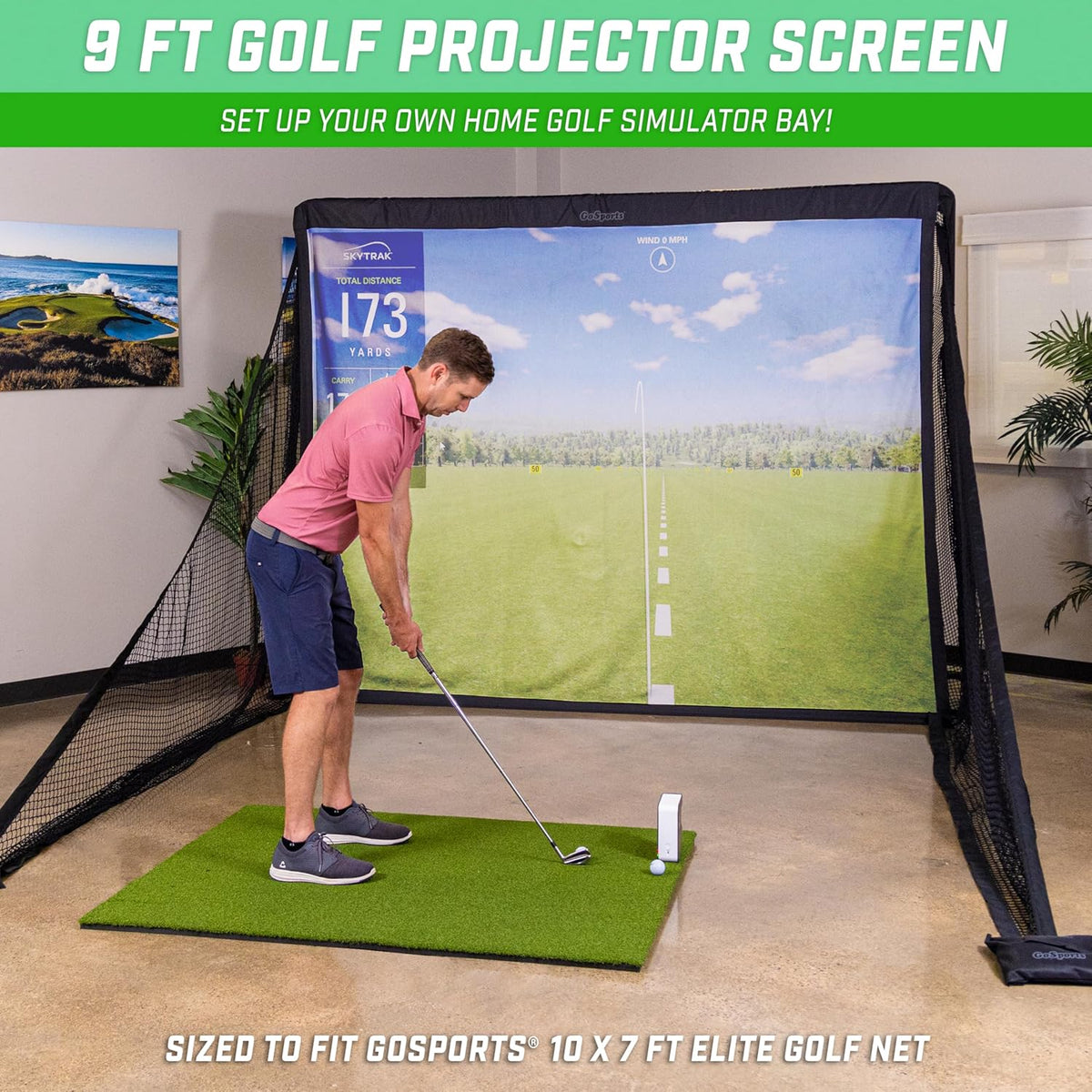 GoSports Golf Simulator Impact Screen - Choose 6.5 ft x 7 ft or 9 ft x 7 ft - 9 ft x 7 ft -