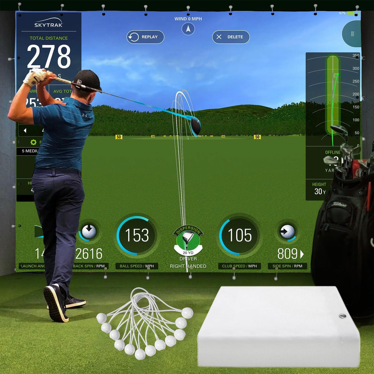 Impact Screen for Golf Training - Indoor/Outdoor, 4mm Thickened, Ultra Clear with Grommet Holes, 8 Sizes - 9.8 ft x 11.5 ft (118'' x 138'') -