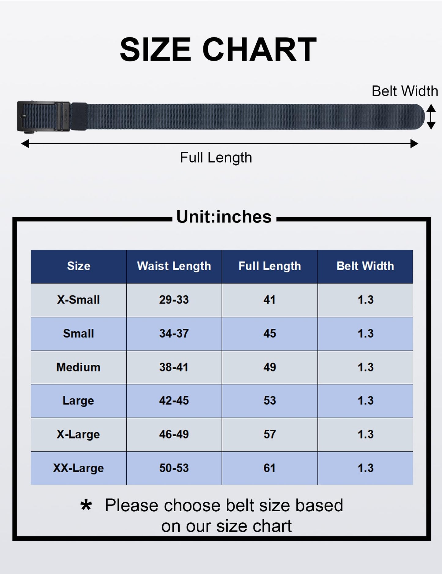 JUKMO Ratchet Golf Belt for Men, Nylon Web Tactical Belt with Automatic Slide Buckle - Blue - Large - for Waist 42" - 45"(Length 53")