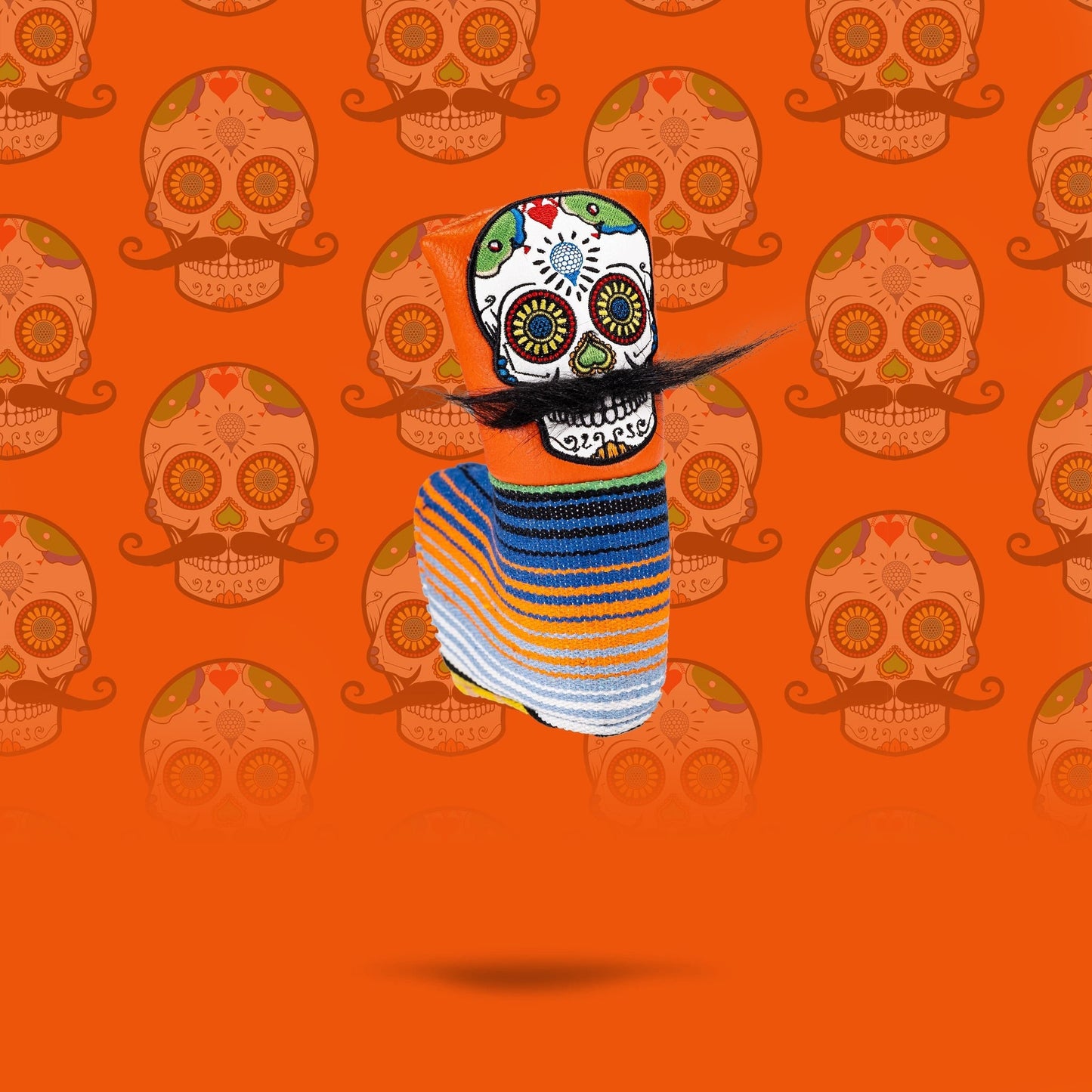 Mustache Sugar Skull - Blade Putter Cover Orange - Pins and Aces