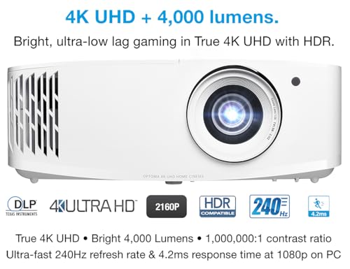 Optoma UHZ35 Projector - 4K UHD Laser Projector for Home Theater and Gaming - UHD35STx (Latest, Lamp, Short Throw) -