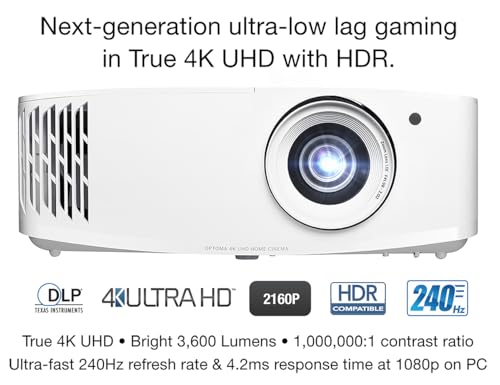 Optoma UHZ35 Projector - 4K UHD Laser Projector for Home Theater and Gaming - UHD35STx (Latest, Lamp, Short Throw) -