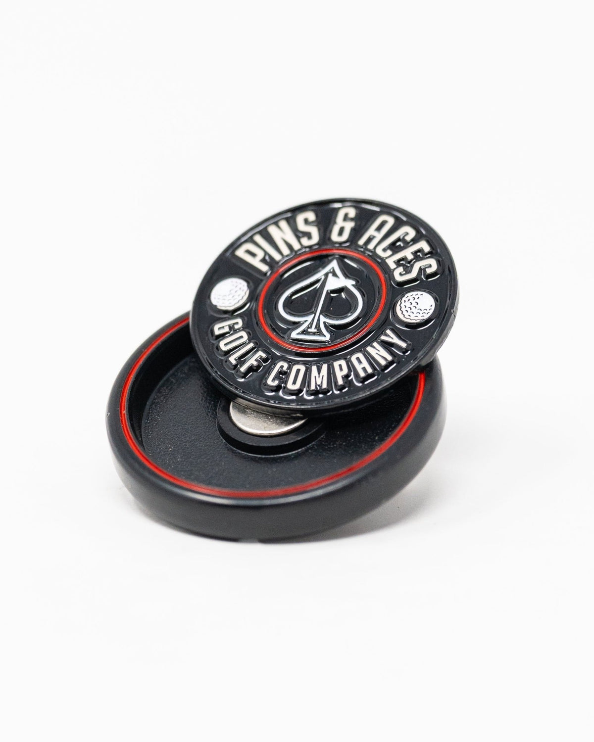 Pop Out Medallion Ball Marker - Black - Pins and Aces